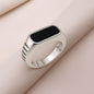 Elegant Silver Black Minimalist Signet Ring – Unisex Fashion Ring 💍🖤